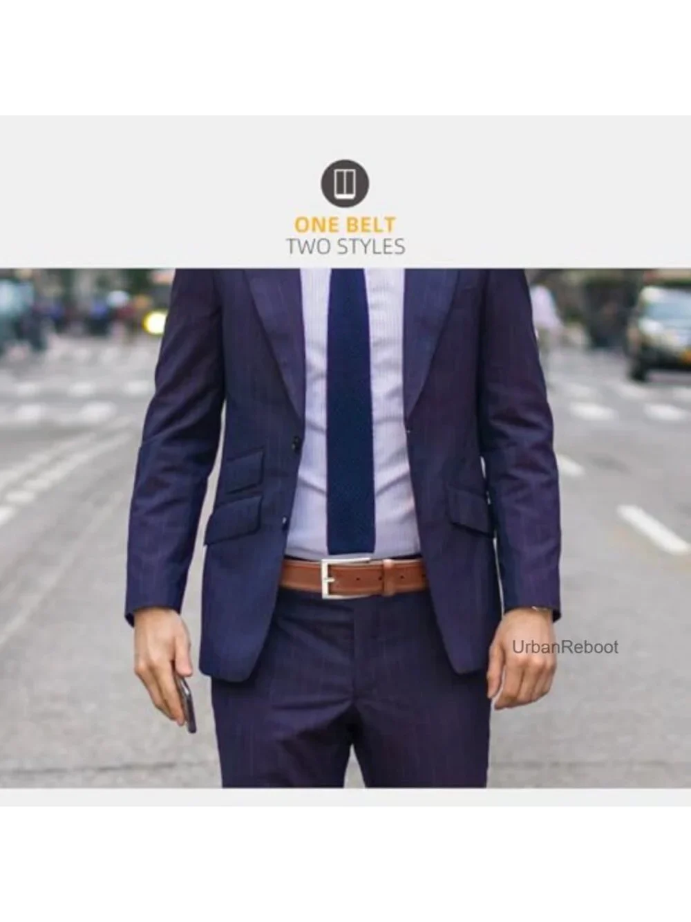 Leather Men's Dress Belt Casual Belt Single Prong Buckle